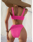 Women Swimsuit Female Rib Bikini Set Solid Swimwear For Bathing Suit Swimming Suits Beachwear