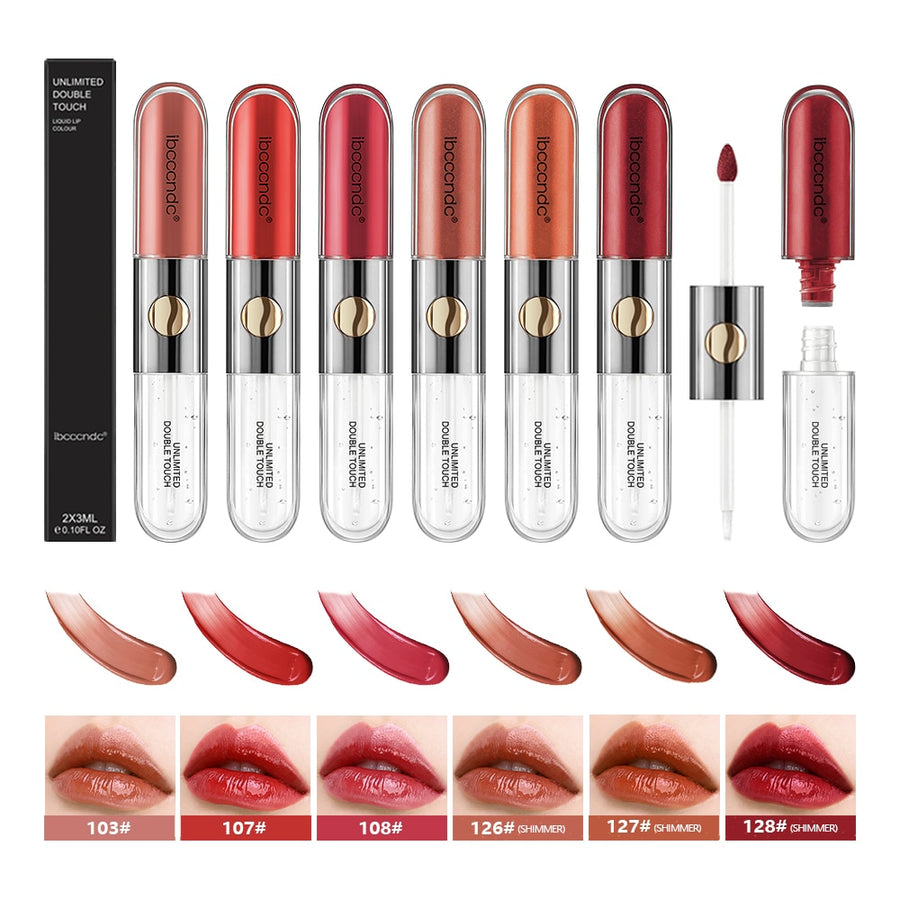 Kiko Double Head Lip Glaze Long Lasting Lip Gloss with Top Coat Color 6