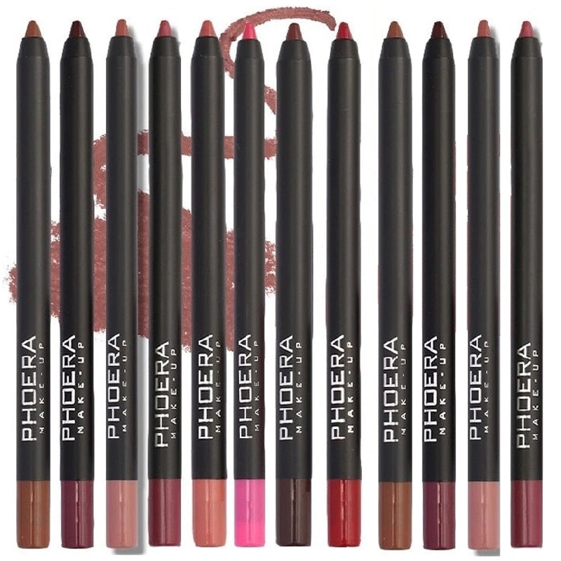 PHOERA Waterproof Matte Lipliner Pencil 12Color