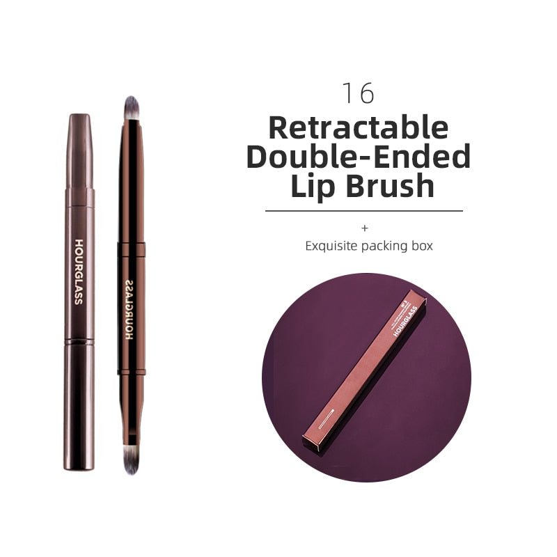 Hourglass Retractable Double-Ended Lip Makeup Brushes