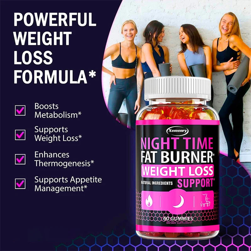 Women's Nighttime Fat Burner Weight Loss Vegetable Capsule Natural Ingredients 60 Gummies