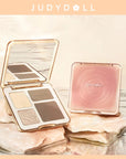 Judydoll 3D Highlighter Contour Bronzer Palette Nude Makeup Natural Color Rendering Long-Lasting Waterproof Cosmetics