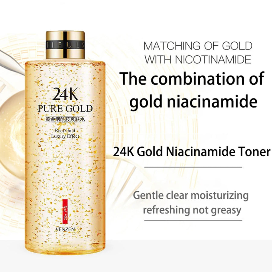 Nicotinamide Face 24K Gold Toner for Moisturizing and Skin Care 300ML