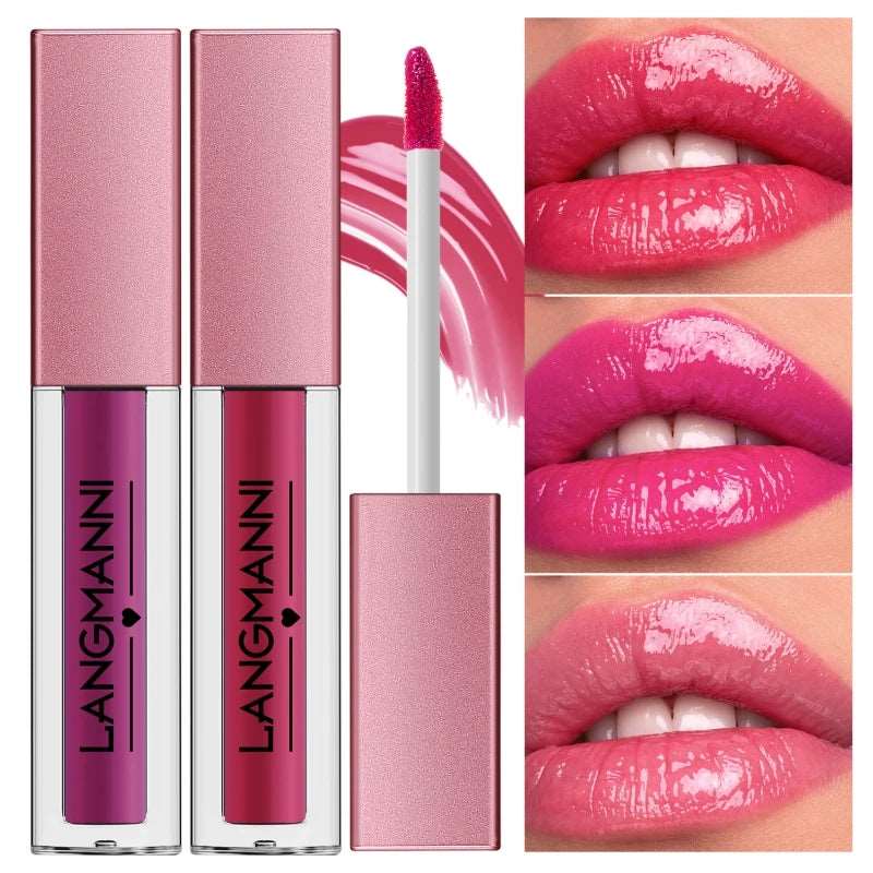 12Pcs/Set Liquid Lipstick Lip Gloss Mirror Makeup Lip Glaze Watery Transparent Jelly Maquiagem Silky Shimmery Korean Party Club