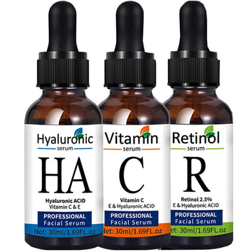 Facial Serums Skin Care Set Vitamin C Hyaluronic Acid  Retinol Serum for Face Serum