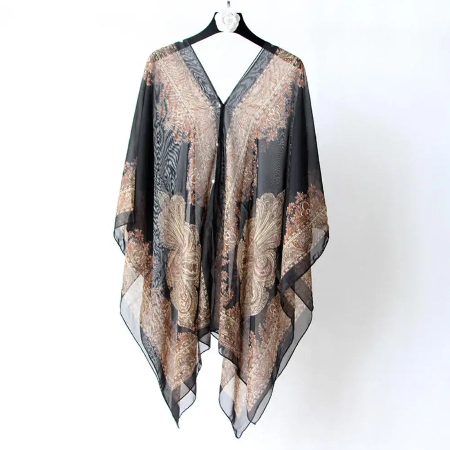 Woman Chiffon Blouse Fashion Women Scarf Shawl Printed Sunscreen  Tops