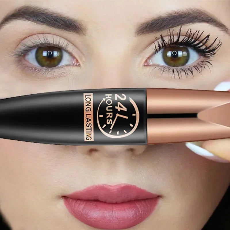 Waterproof Silk Fiber Lengthening Curling Long Lasting Black Silk Fiber Mascara Makeup Black