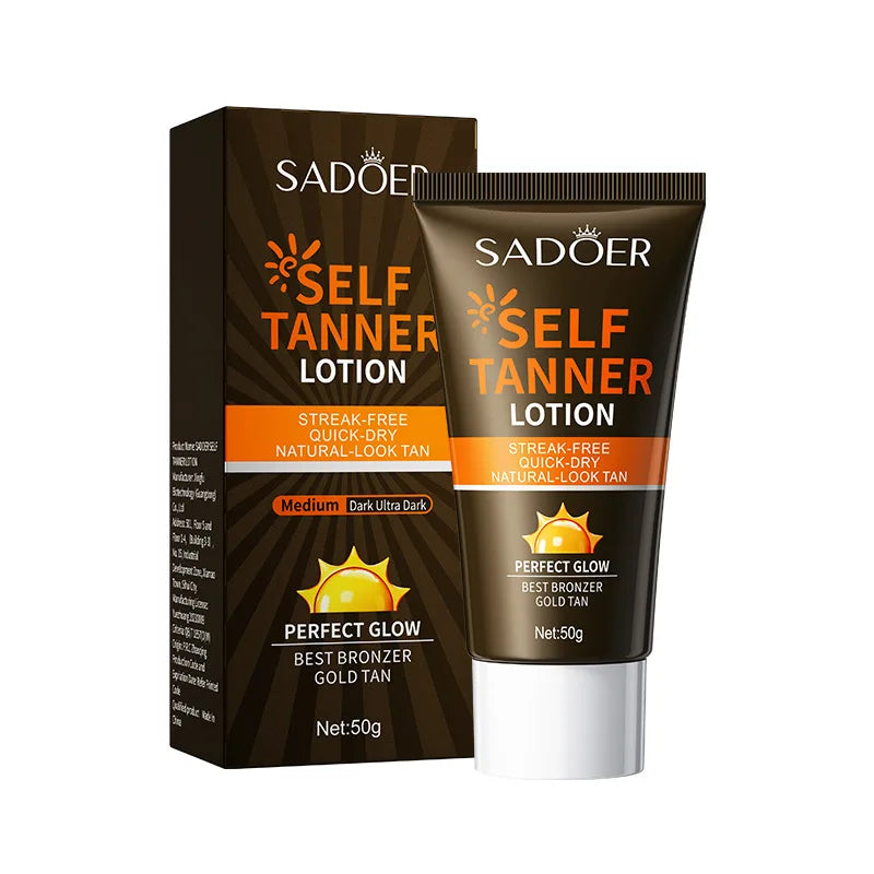 Sadoer Self Tanner Lotion Quick Dry Prefect Glow Gold Tenfor Body 50g