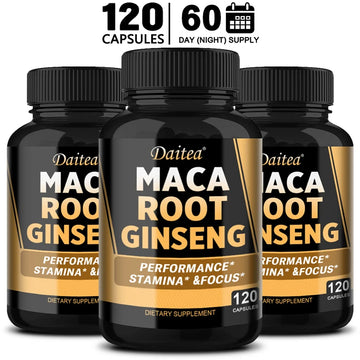 Vegan Daitea Maca Root Ginseng Performance Stamina & Focus Supplement  120 Capsules 11400mg