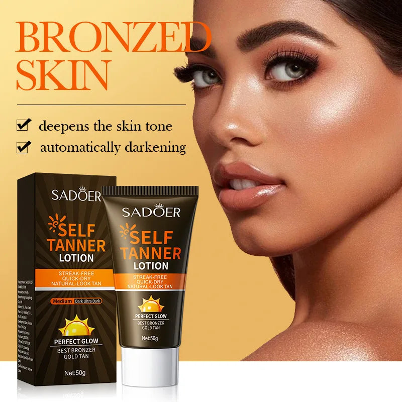 Sadoer Self Tanner Lotion Quick Dry Prefect Glow Gold Tenfor Body 50g