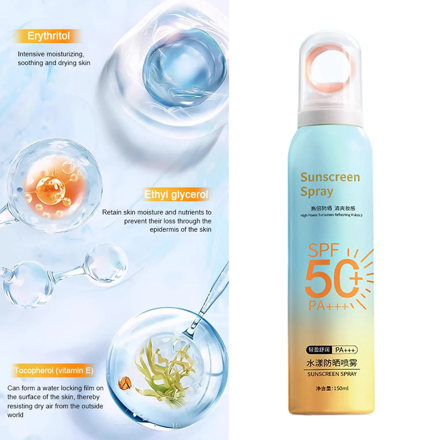 150ml SPF50+ Sunscreen Spray Lightweight Moisturising Non Greasy  Water-Resistant UV Sunscreen Spray for Outdoor Daily Use