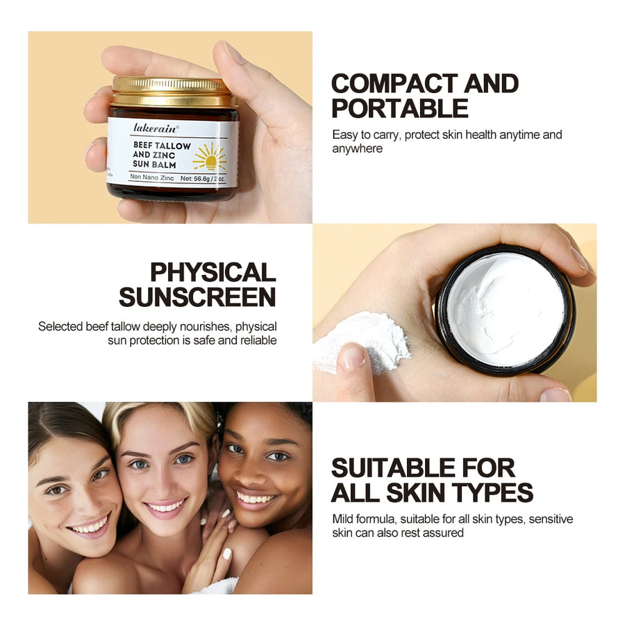 Sunscreen Makeup Beef Tallow and Zinc Sun Balm Sun Protection Moisturizing and Antioxidant Care for Your Skin