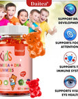 Kids Gummies with Omega DHA Vitamin C Supports Brain Function Vision and Heart