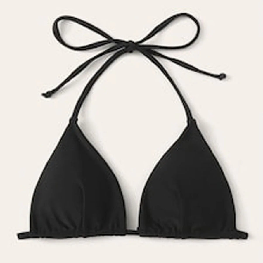 Black Bikini Tops Sexy Women Solid Bra Backless Sleeveless Swimming Crop Top