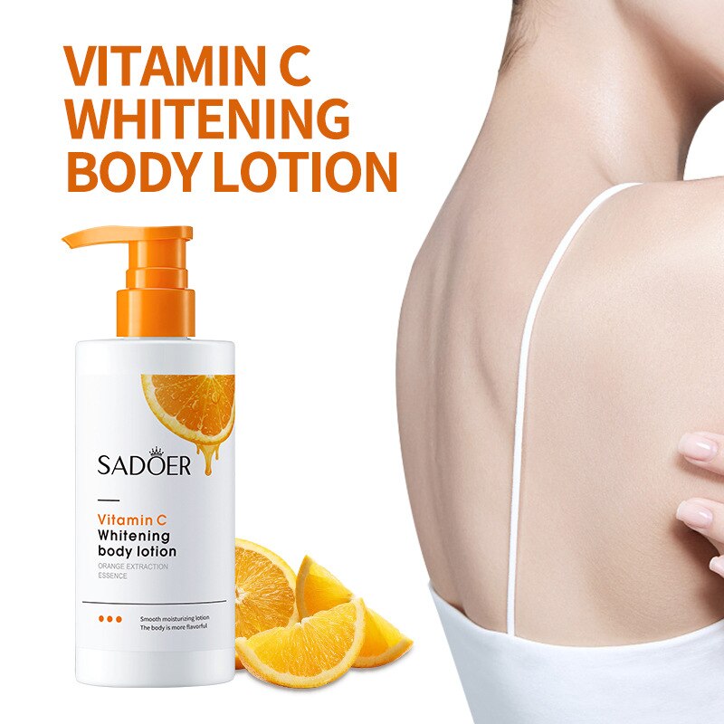 SADOER Vitamin C Body Lotion Whitening Orange Essence Creams Moisturising Leg Arm Back Body Skin Care Cream