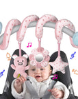 Infant Baby Spiral Activity Hanging Toys: Car Seat, Stroller Bar, Crib, Bassinet Mobile with Mirror, BB Squeaker, and Rattles