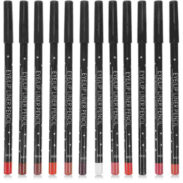 12 Pcs Waterproof Lip Liner Black Eyeliner Pencils Lipstick Wooden Matte Original sephora makeup
