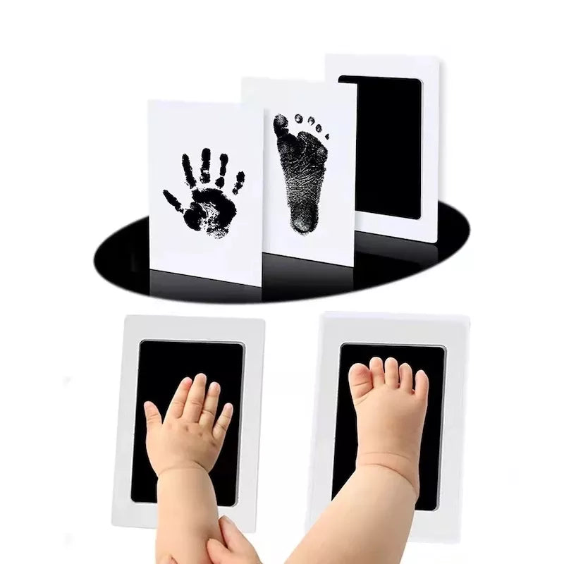 Newborn Baby DIY Hand and Footprint Kit: Ink Pads, Photo Frame, Handprint Souvenir Accessories - Safe, Clean Baby Shower Gift