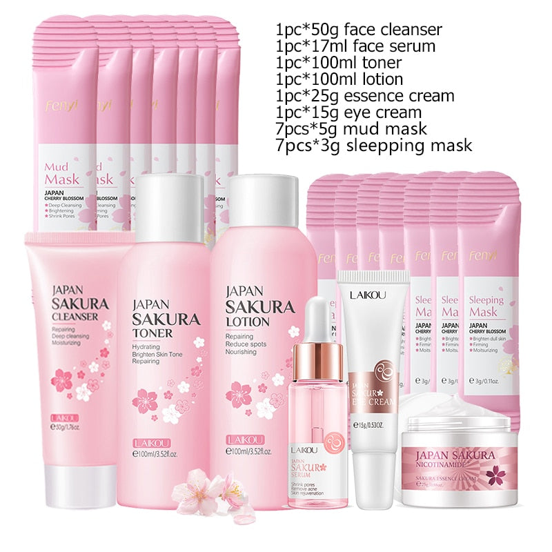 Sakura Green Tea Skin Care Kit Korean Cosmetic Set