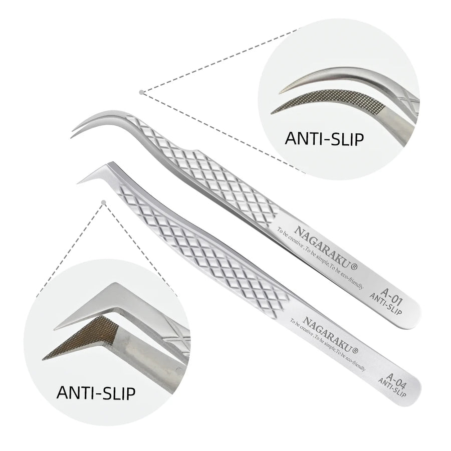 NAGARAKU Stainless Steel Eyelash Extension Tweezers: Makeup Tool for Accurate 3D Eyelash Application