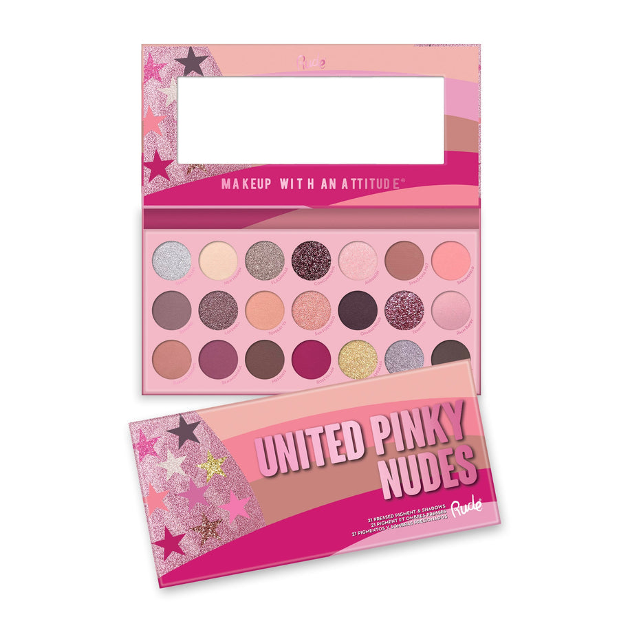 RUDE United Pinky Nudes - 21 Pressed Pigment & Shadows Palette - Free Shipping