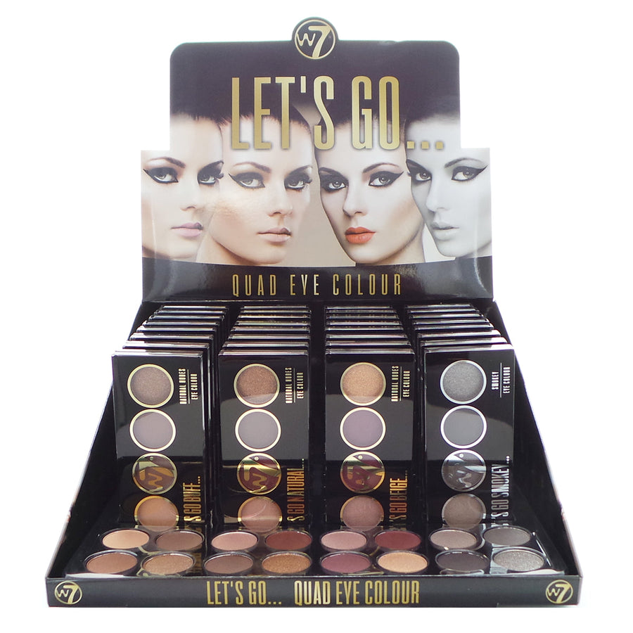 W7 Let's Go Quad Eye Color Display Set, 32 Pieces Plus Display Testers - Free Shipping