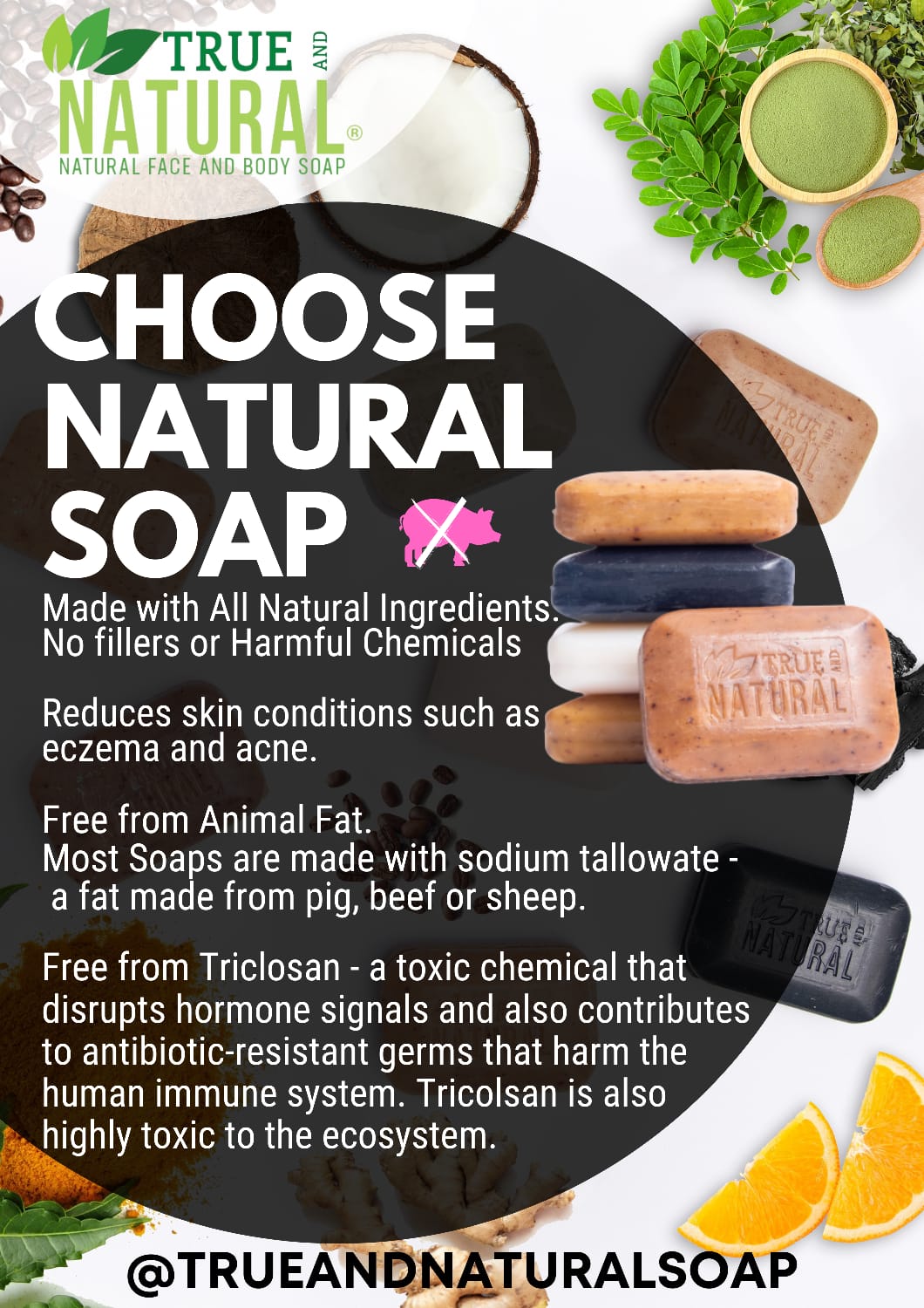 True And Natural Coffee & Cocoa Face & Body Bar