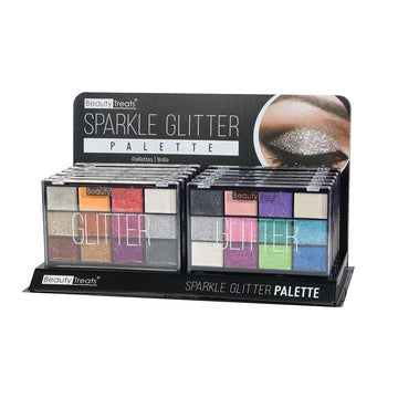 BEAUTY TREATS Sparkle Glitter Palette Display Case Set 12 Pieces - Free Shipping