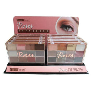 BEAUTY TREATS Roses Eyeshadow Palette Display Case Set 12 Pieces - Free Shipping