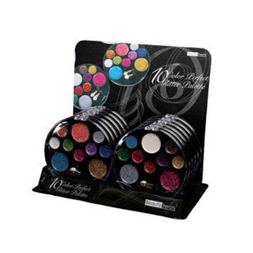 BEAUTY TREATS 10 Color Perfect Glitter Palette Display Case Set 12 Pieces - Free Shipping