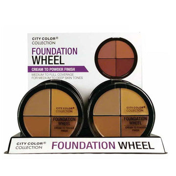 CITY COLOR Foundation Wheel - Medium Display Case Set 12 Pieces - Free Shipping