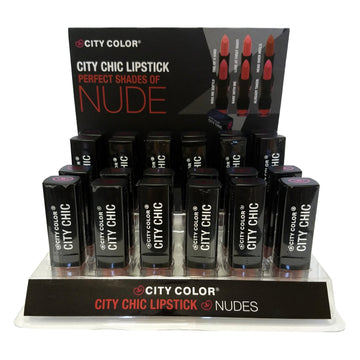 CITY COLOR City Chic Lipstick Nudes DISPLAY CASE 24 Pieces - L0008D - Free Shipping