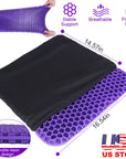 Gel Seat Cushion Non-Slip Breathable Honeycomb Sitting Cushion Pressure Relief Back Tailbone Pain Cushion Pad with Removable Cover for Car Office Chai