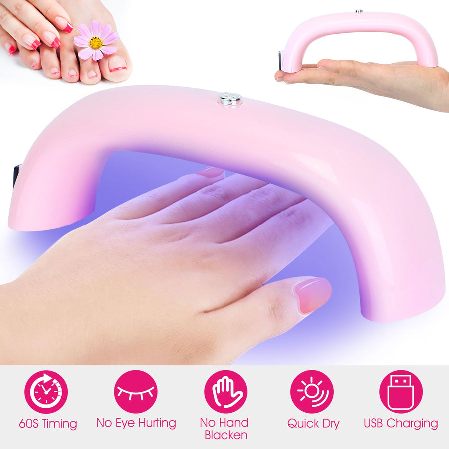 LED Nail Dryer Lamp 9W UV Nail Gel Polish Curing Lamp Portable Nail Drying Lamps w/ 60S Timer