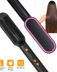 Electric Hair Straightener Brush Straightening Curler Brush Hot Comb 5 Temperature Adjustment 10S Fast Heating