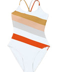 Multicolor Striped Criss Cross Backless One Piece Swimsuit  Dive into Summer in Style