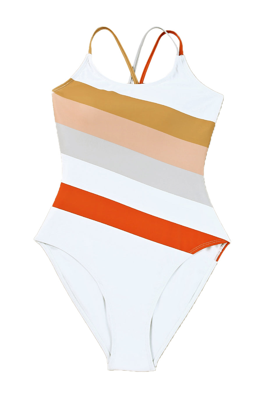 Multicolor Striped Criss Cross Backless One Piece Swimsuit  Dive into Summer in Style