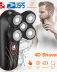 4D Electric Shavers Razor IPX7 Waterproof Wet & Dry 5 Floating Head Rotary Shavers Rechargeable Beard Trimmer Shaving Razor for Men