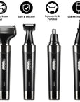 4 In 1 Rechargeable Razor Hair Beard Eyebrow Ear Nose Hairs Sideburn Trimmer Clipper Painless Electric Shaver Remover For Men Women