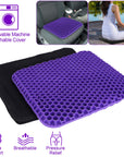 Gel Seat Cushion Non-Slip Breathable Honeycomb Sitting Cushion Pressure Relief Back Tailbone Pain Cushion Pad with Removable Cover for Car Office Chai