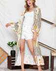 Multicolor Wide Sleeve Mixed Floral Print Long Kimono Effortless Elegance for Every Occasion