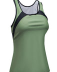 Green Patchwork Casual U Neck Tankini Swimsuit