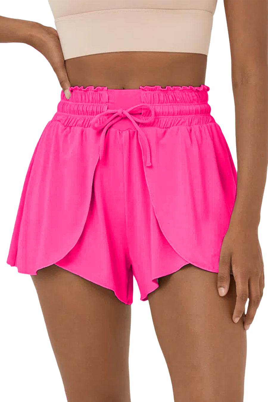 Coastal Women's Rose Red Frill High Waist Petal Wrap Swim Shorts Swimsuit Bottom