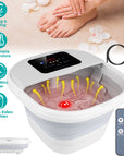 Collapsible Foot Spa Massager Electric Foot Soaker Tub Foldable Foot Spa Tub with Surfing Bubbles Heating Red Light Temperature Control Timer Remote C