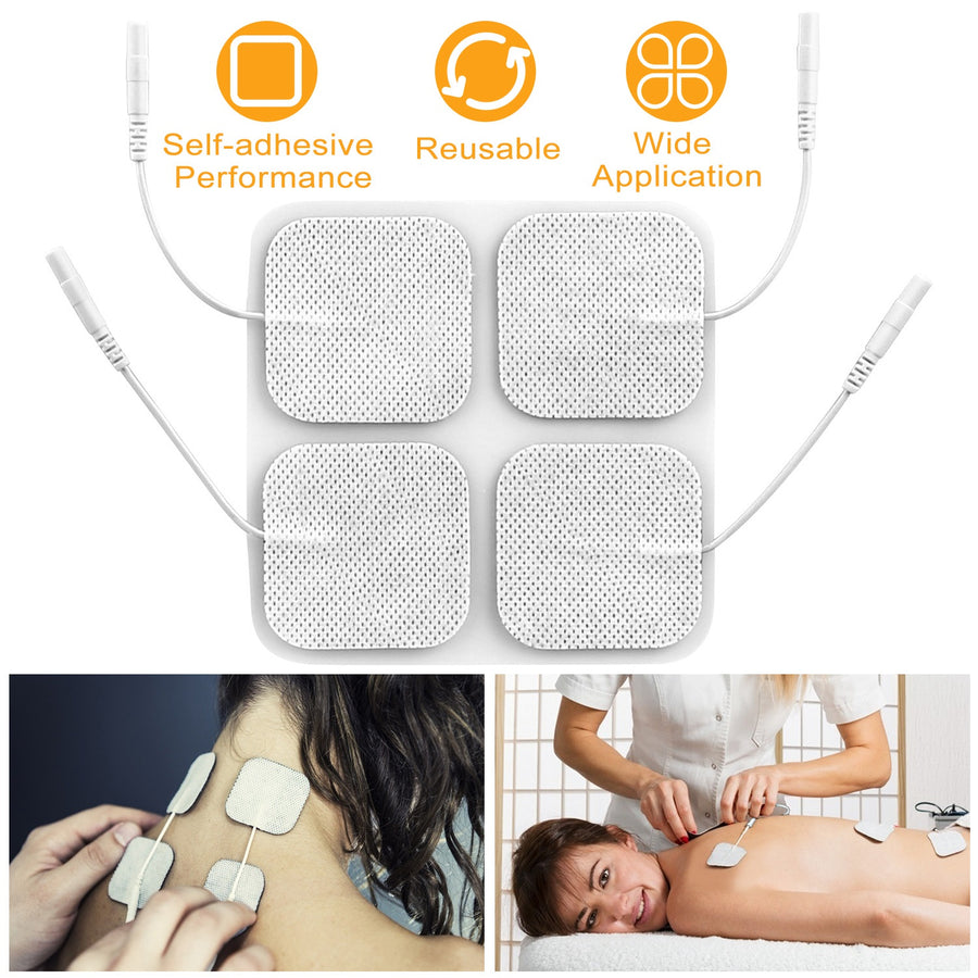 4Pcs Reusable Self Adhesive Replacement Electrode Pads For TENS/EMS Unit Muscle Relieve Electrode Pads