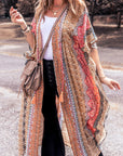 Women's Pink Boho Print Tassel Tie Duster Cover-up Summer Bathing Suits