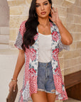 Wild Rose Bohemian Floral Animal Print Kimono Cover Up