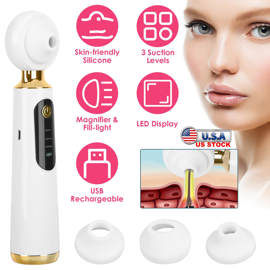 Blackhead Vacuum Remover Electric Acne Blackhead Comedone Extractor Remover Tool Facial Pore Cleaner Pimple Suction Tool