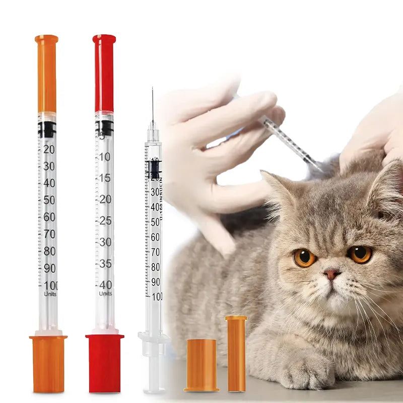 Disposable 1 ml Orange Insulin Syringe with Safety Needle – Sterile Single-Use