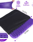 Gel Seat Cushion Non-Slip Breathable Honeycomb Sitting Cushion Pressure Relief Back Tailbone Pain Cushion Pad with Removable Cover for Car Office Chai